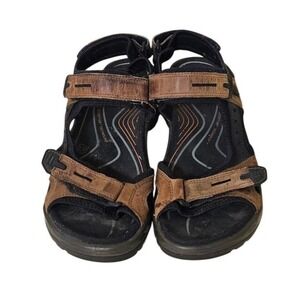 ECCO Yucatan Sandals Men 8-8.5 EU 42 Brown Casual Hiking Leather Strap Outdoor